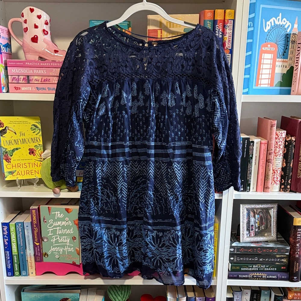 Free People Navy Lace Mini Dress